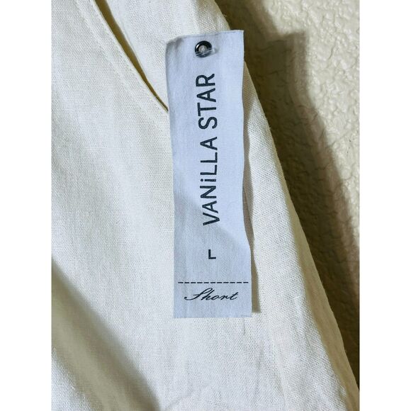 NWT Vanilla Star Linen Ruffle Shorts Booty Hi Waist Elastic Large Ivory - Picture 5 of 10